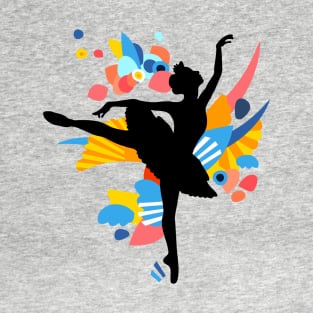 Colorful Dancing Ballerina Silhouette T-Shirt